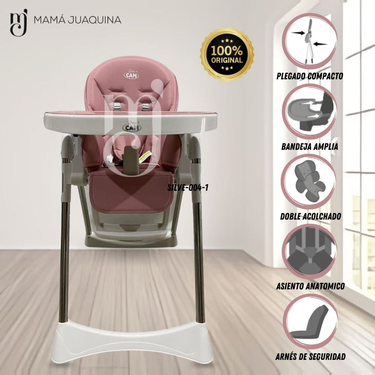 BABY - Silla de Comer Graduable Bambino «SILVESTRE» Pink