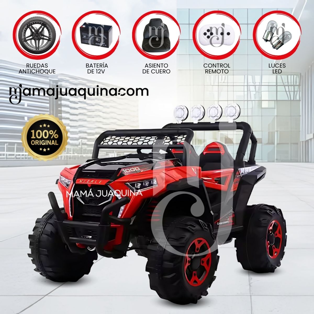 KING - Carro a Batería 4x4 King «VOLTRON» Todo Terreno Red