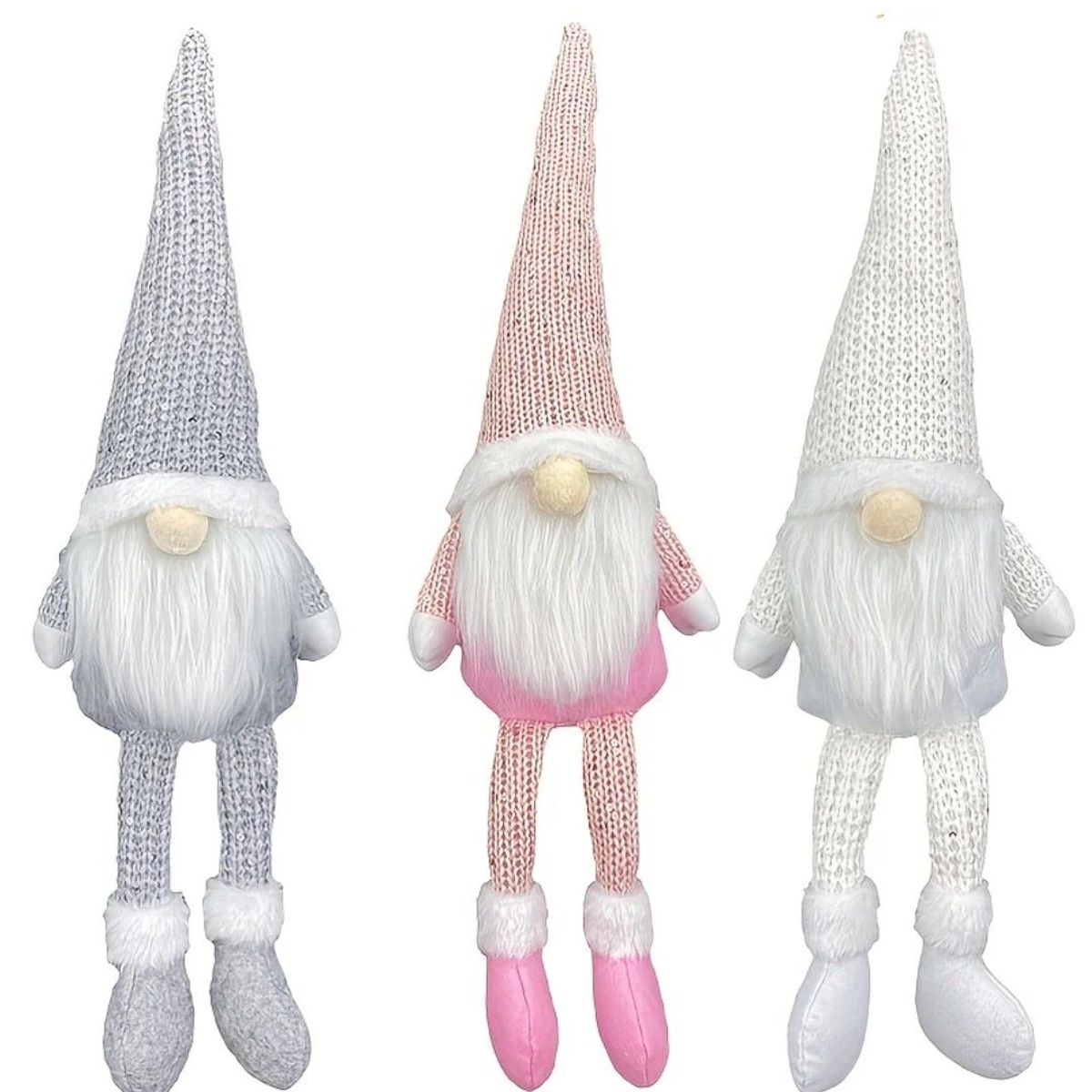 GENERICO - GENOMOS DE NAVIDAD 3 Unidades (Blanco ,Rosado, Plomo)