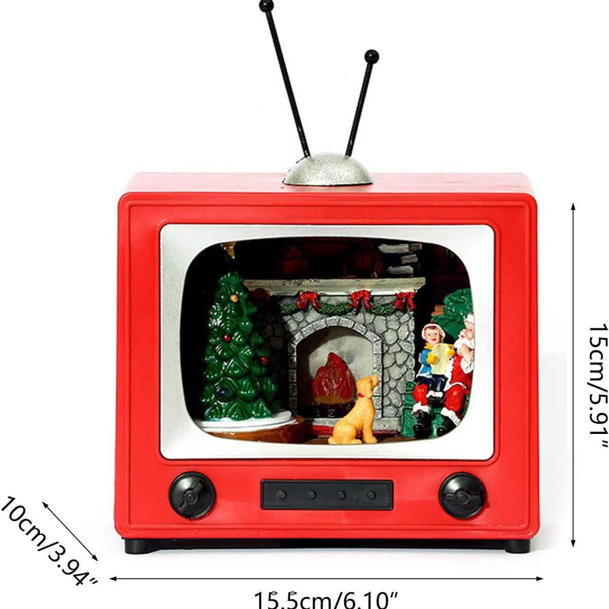 GENERICO - Adorno de TV musical de Mesa Navidad luces LED y animación giratoria