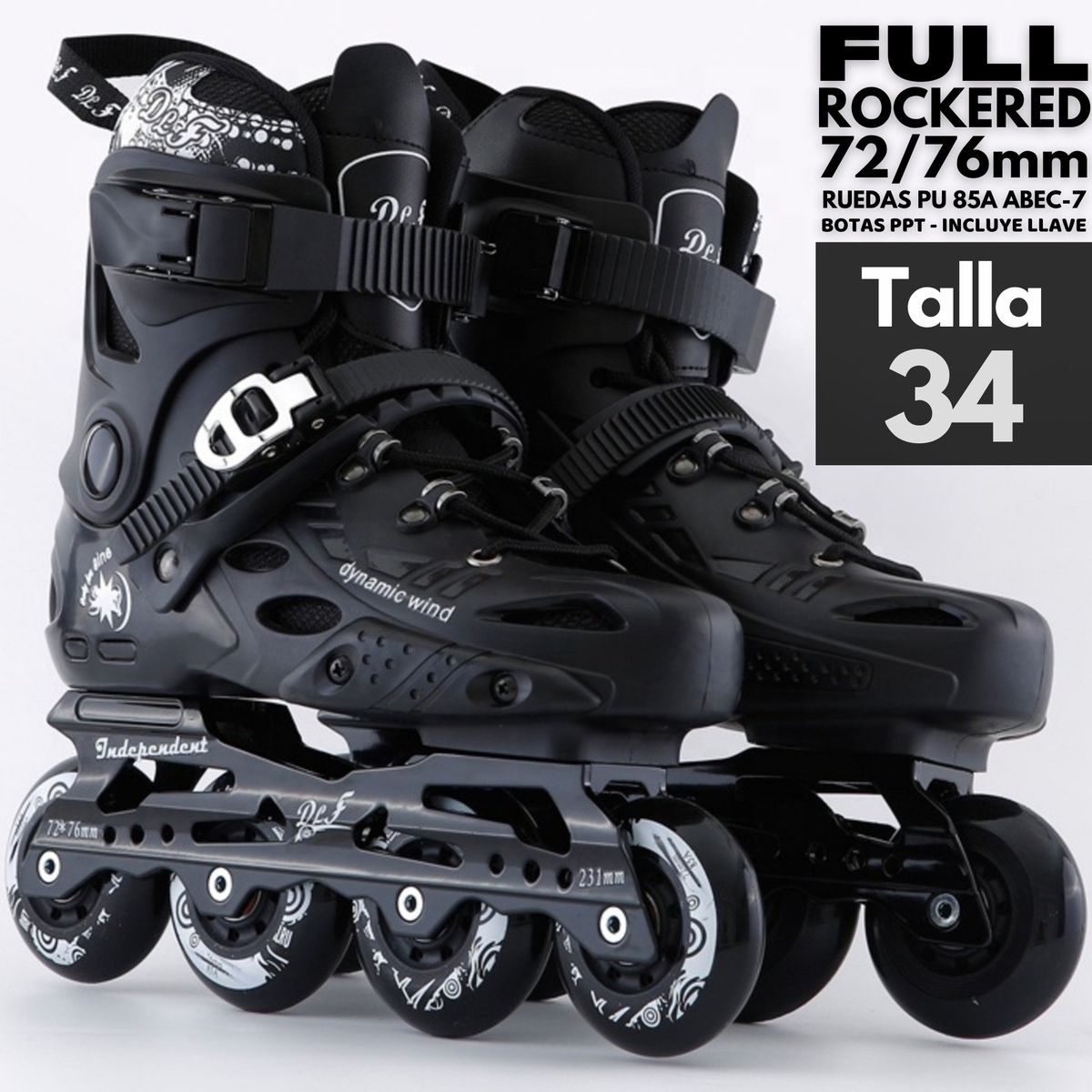 DLF - Patines Freestyle Rockered Profesionales FX8 Talla 34