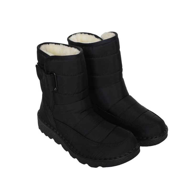 GENERICO - BOTA IMPERMEABLE ACOLCHADA PARA NIEVE Y LLUVIA  SHERPA NEGRA