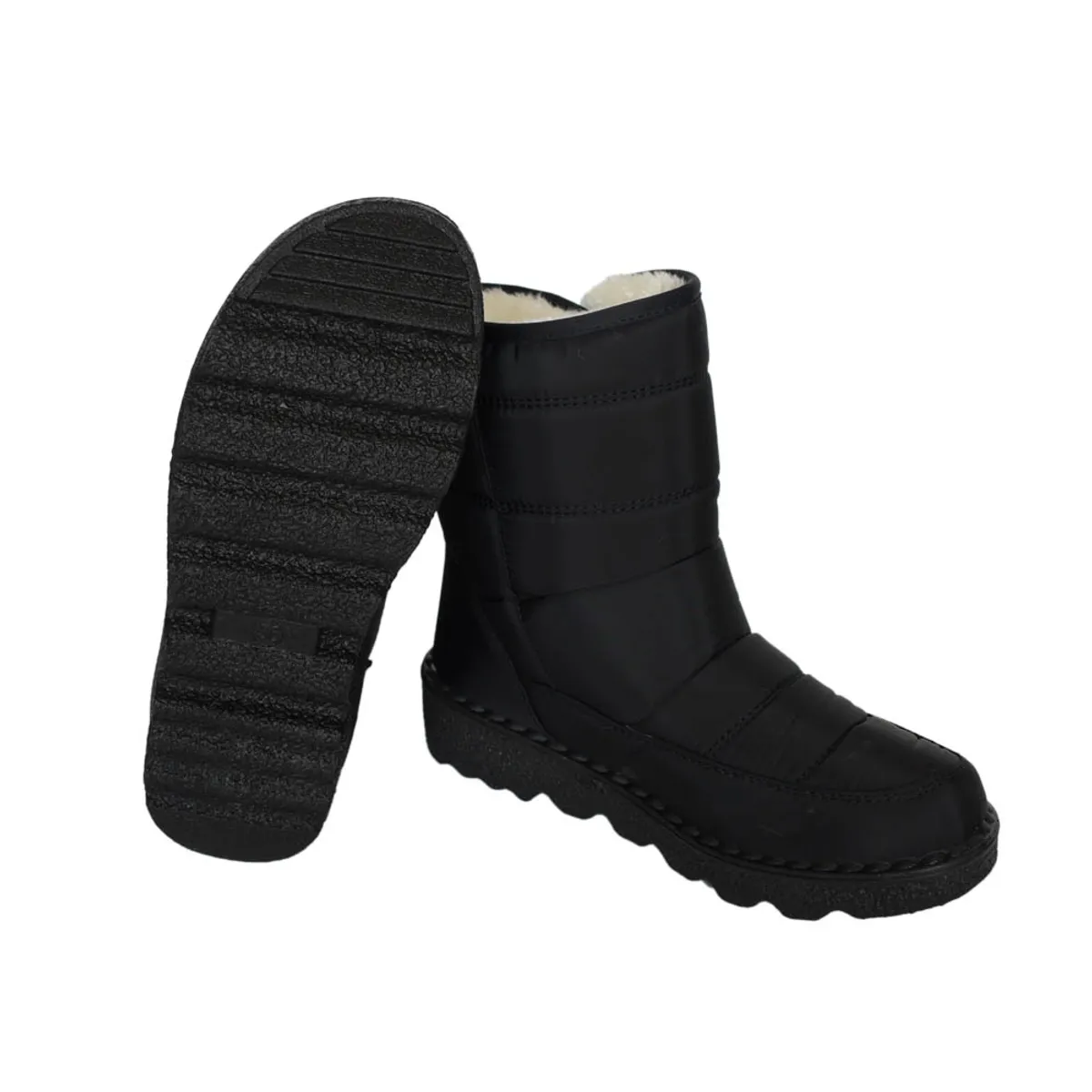 GENERICO - BOTA IMPERMEABLE ACOLCHADA PARA NIEVE Y LLUVIA  SHERPA NEGRA