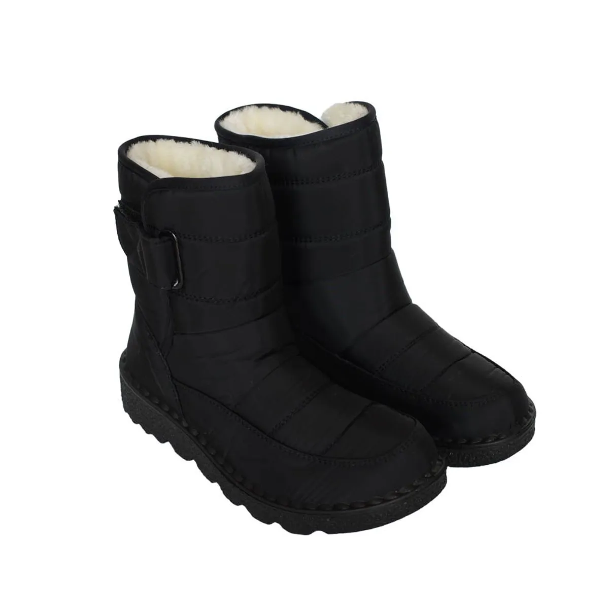 GENERICO - BOTA IMPERMEABLE ACOLCHADA PARA NIEVE Y LLUVIA  SHERPA NEGRA