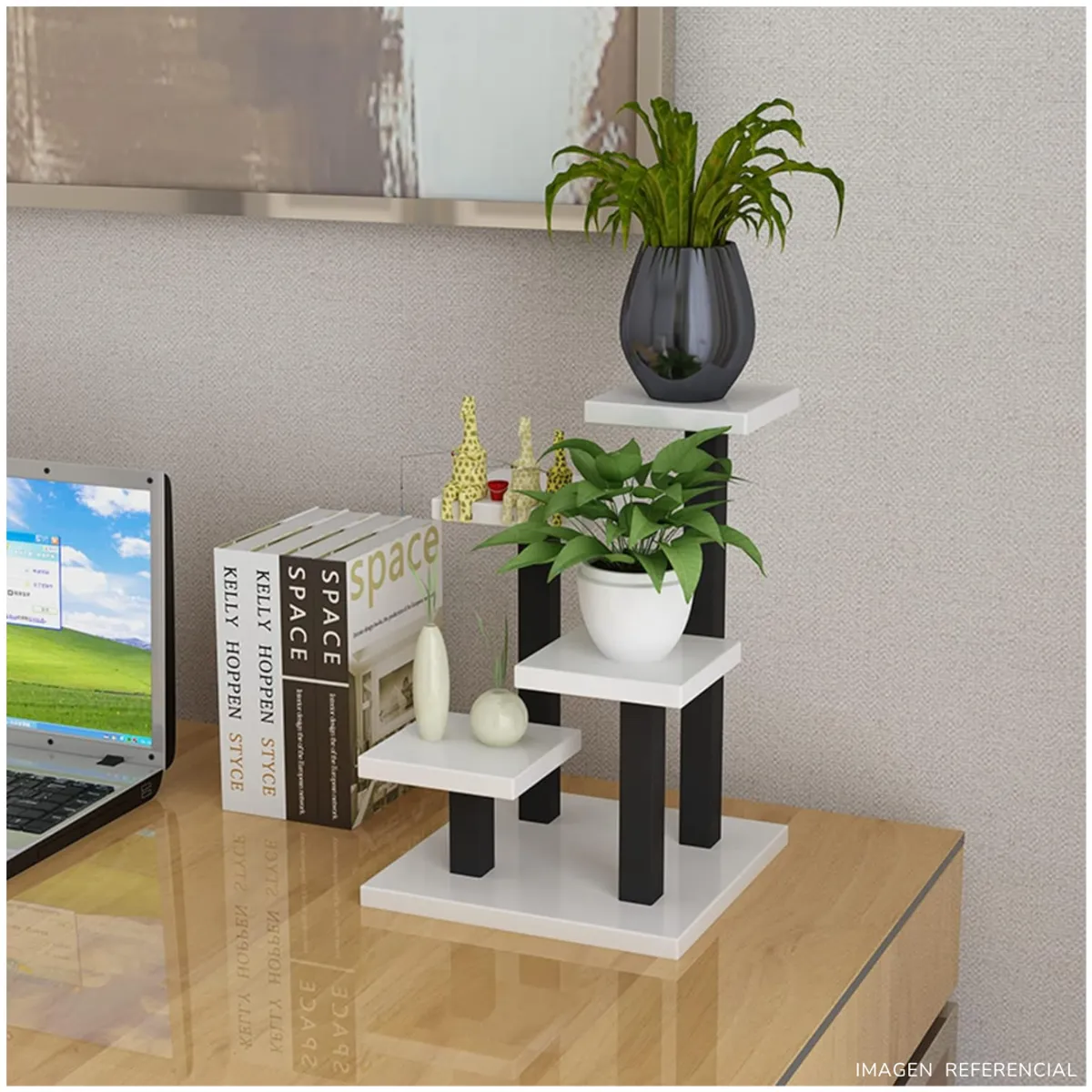 INSPIRA MARKET - Porta Macetas de Melamina Blanco