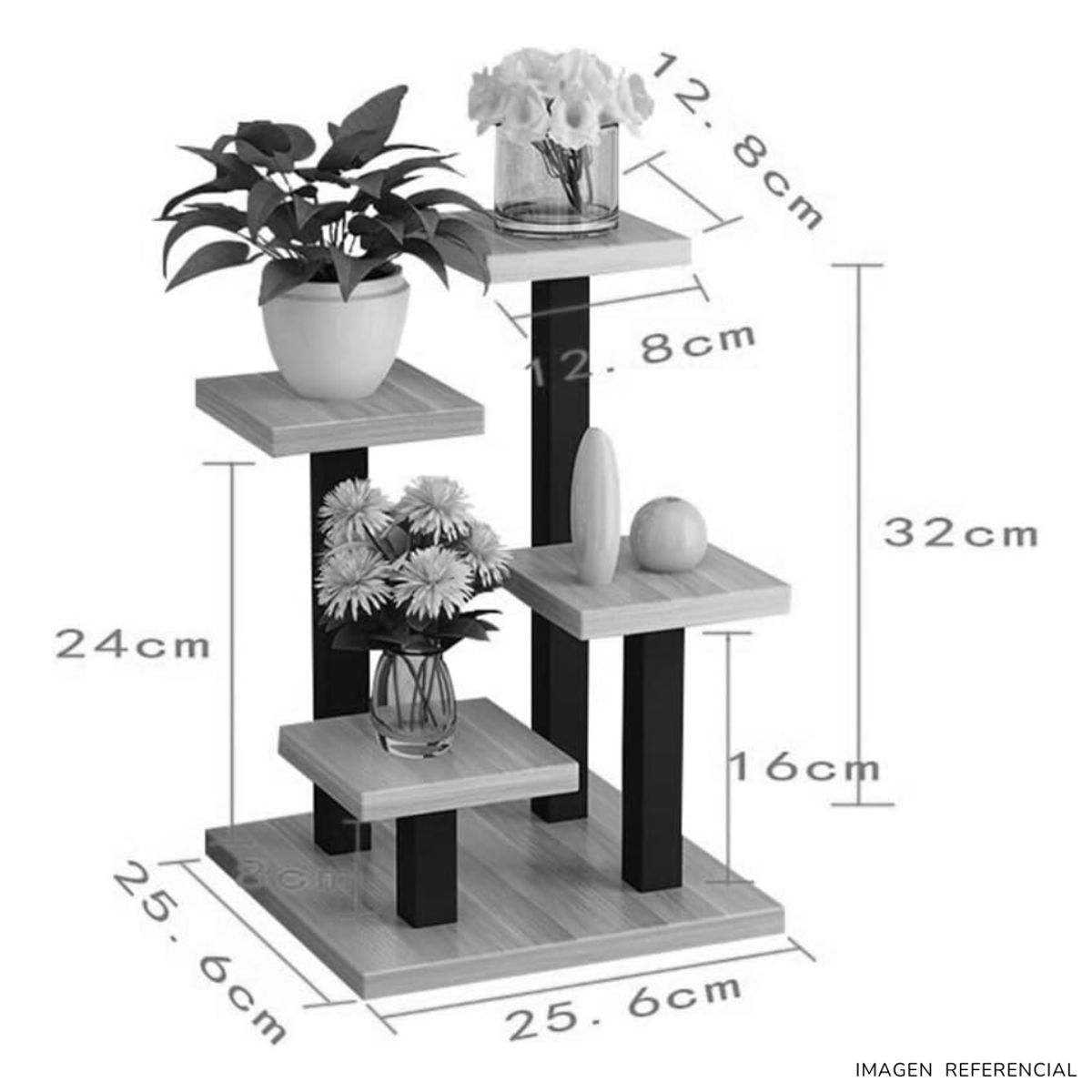 INSPIRA MARKET - Porta Macetas de Melamina Negro