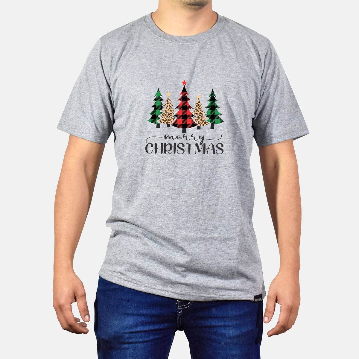 GENERICO - Polo Hombre manga corta diseño Pinos - Gris Melange