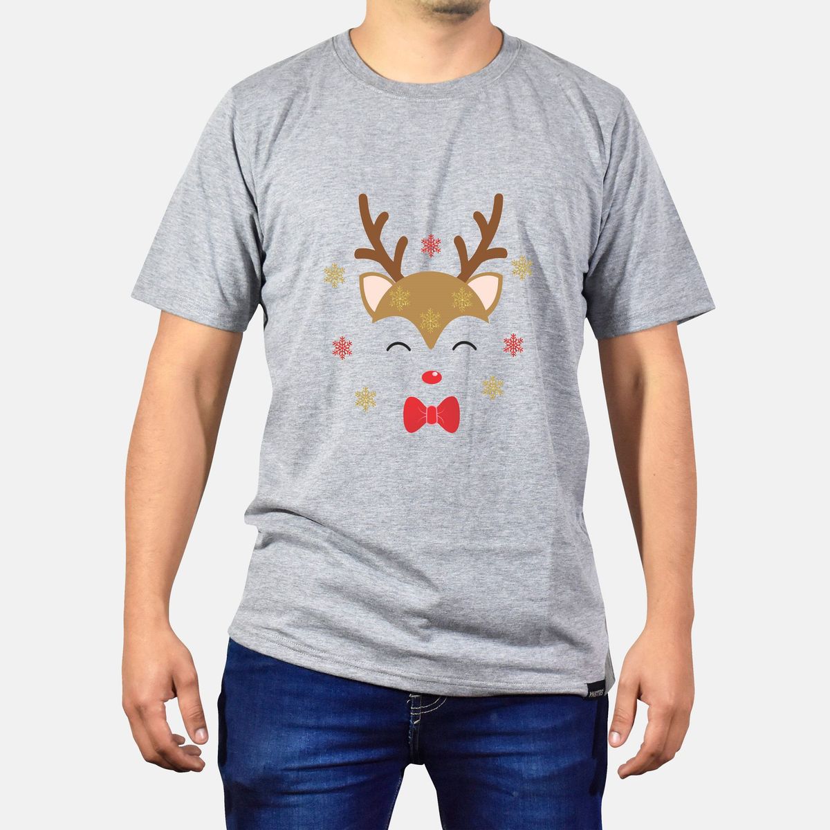 GENERICO - Polo Hombre manga corta diseño Reno Luz - Gris Melange