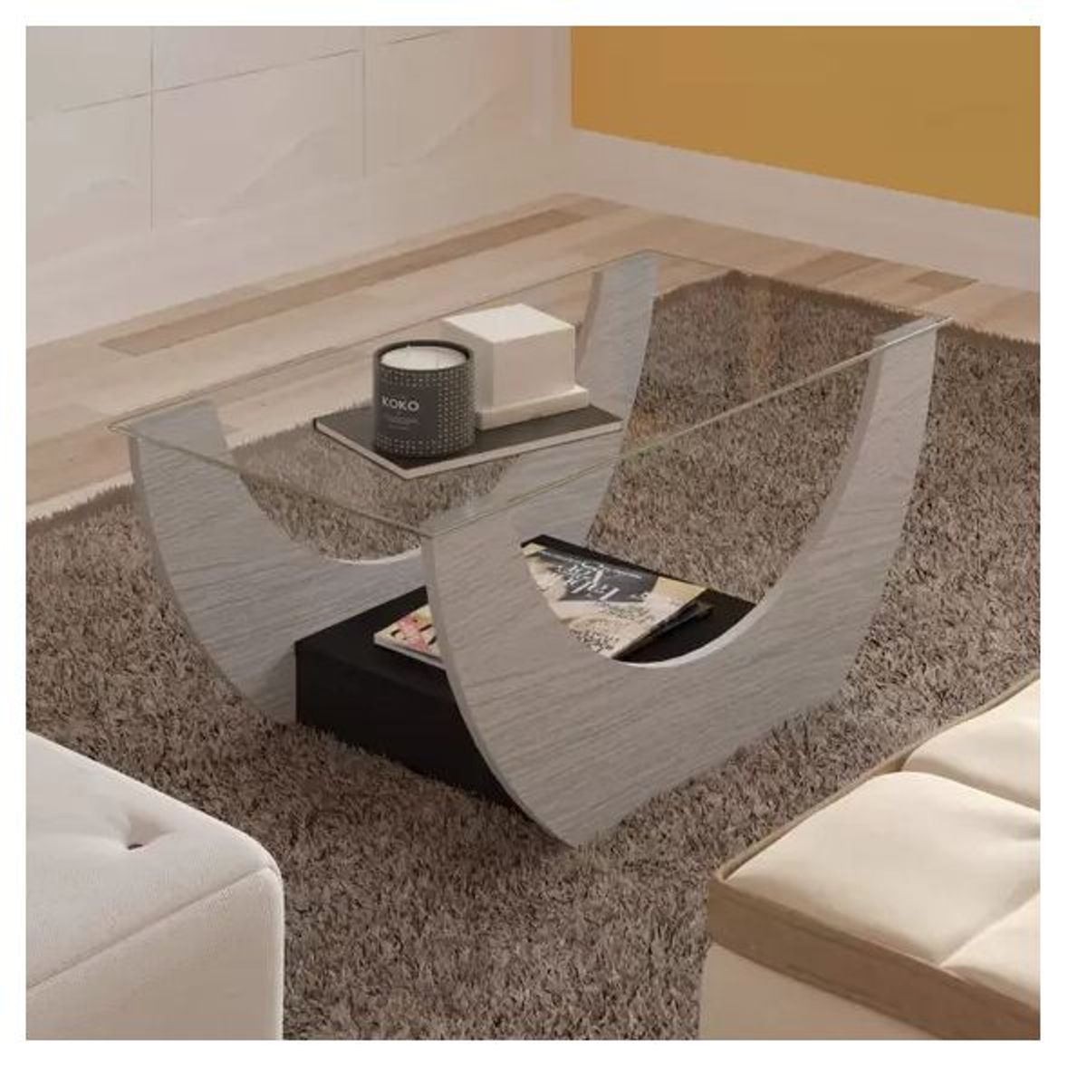 GENERICO - MESA DE CENTRO FYNN - LA CASA DEL MUEBLERO - CENIZA CON NEGRO