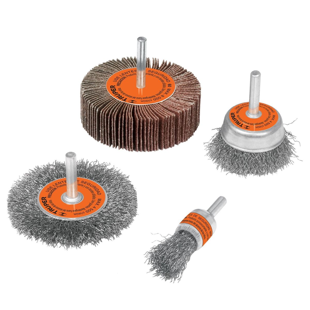 TRUPER - Escobilla de metal cardas para taladro 4 unidades Truper