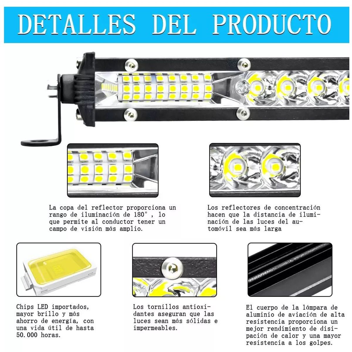 KOBO - Barra De Luz Led 50cm 68 Led Dual 204w Jeep 4x4 Universal