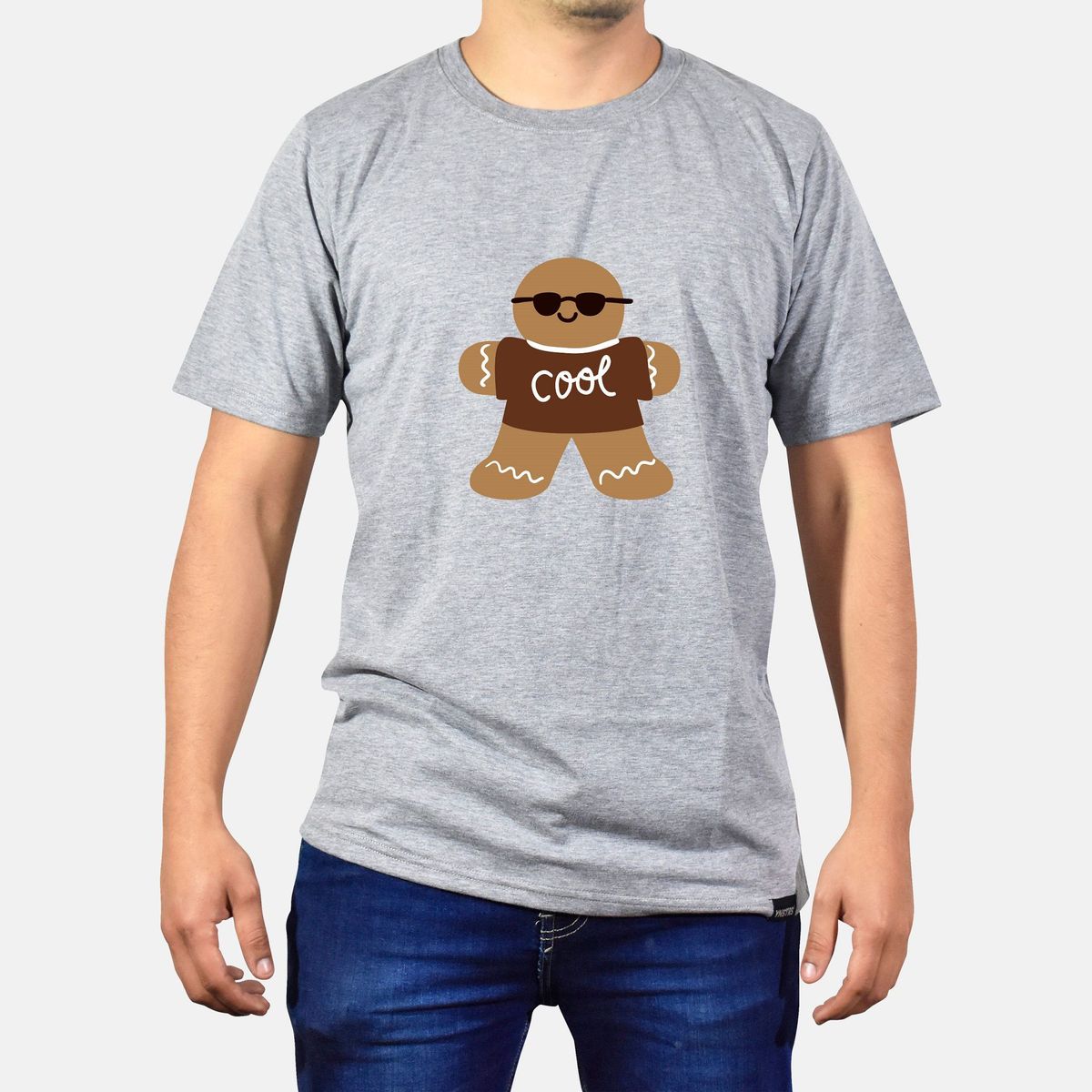 GENERICO - Polo Hombre manga corta diseño Galleta Cool - Gris Melange