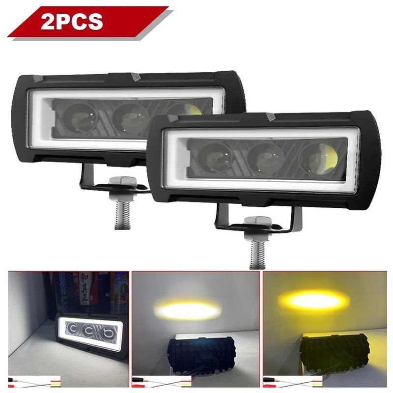 JET - Par Faro Led Neblinero Rectangular Triple Lupa Dual Origen