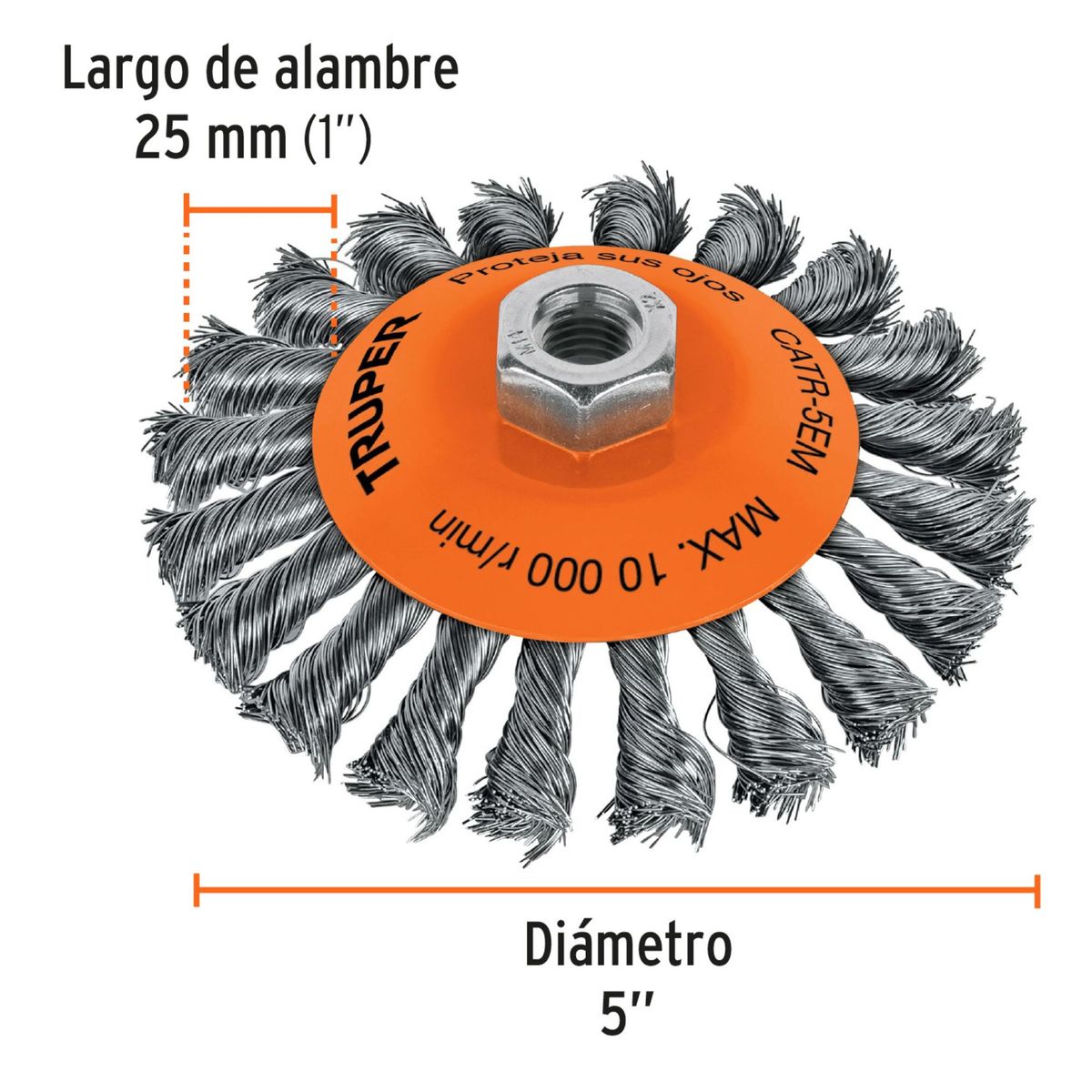 TRUPER - Cepillo metálico Carda tipo plato cónico 5 truper