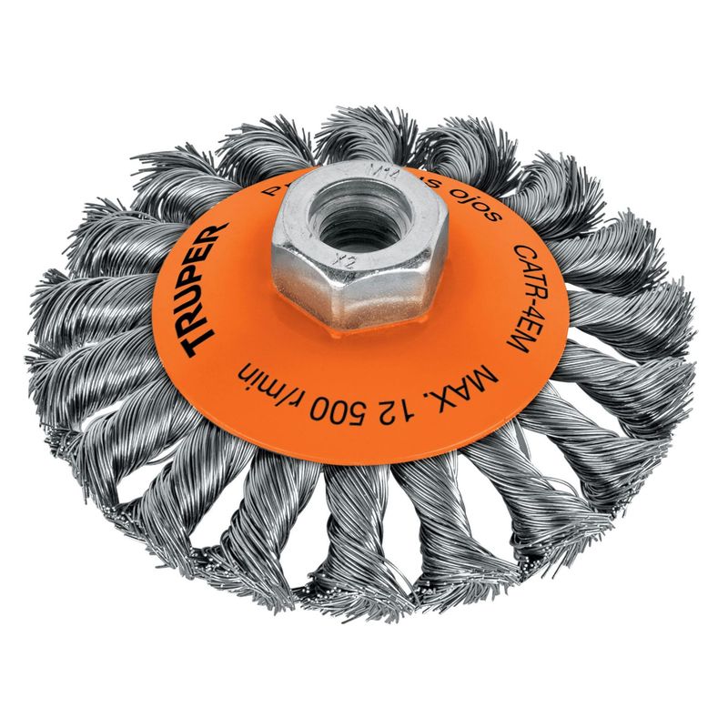TRUPER - Cepillo metálico Carda tipo plato cónico 4 pulgadas, truper