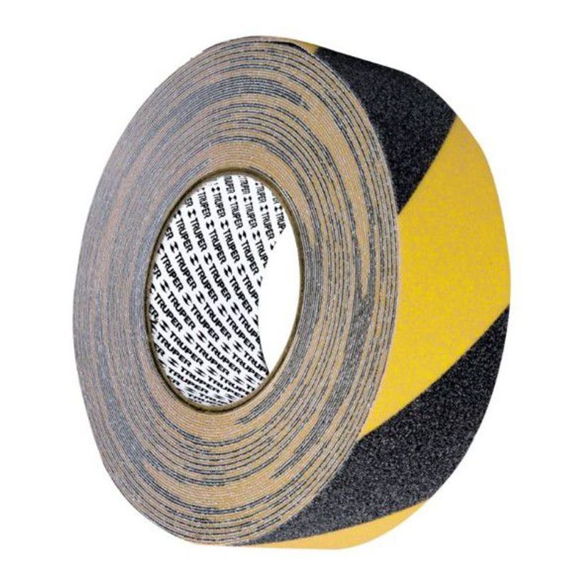 TRUPER - ROLLO DE 18 M DE CINTA ANTIDERRAPANTE AMA/NEGRA 50 MM CON ABRASIVO TRUPER 101449