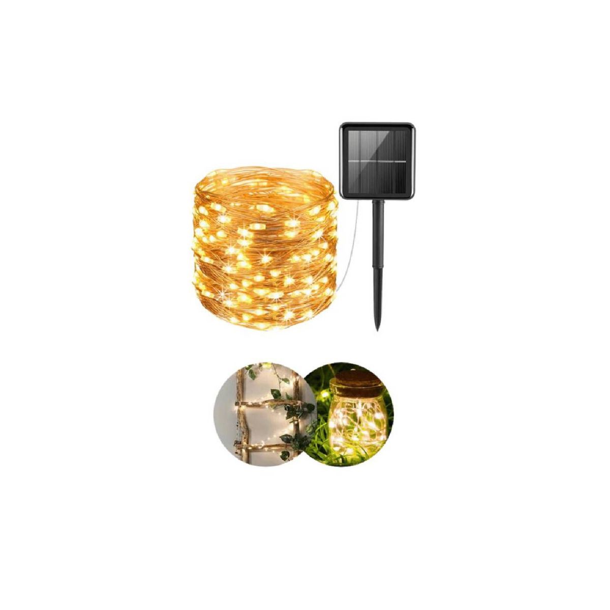 GENERICO - LUCES NAVIDEÑAS CON PANEL SOLAR AHORRATIVO