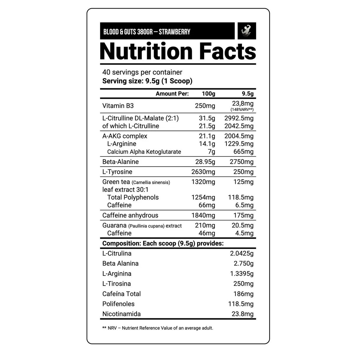 DORIAN YATES - Pre Entreno Blood and Guts 40 serv - Strawberry