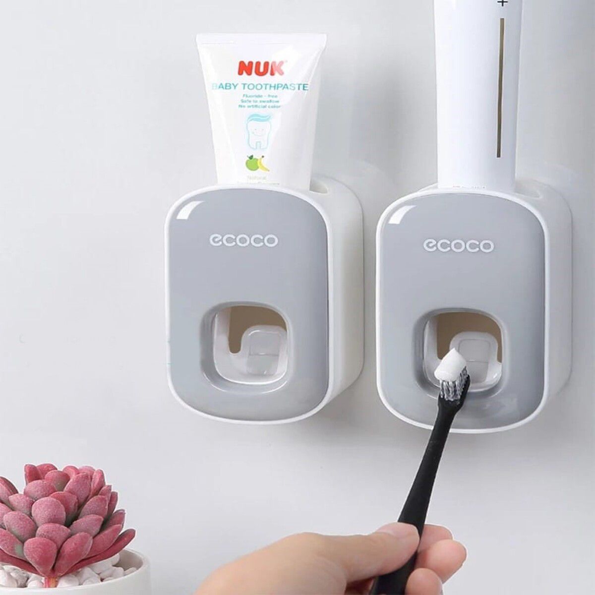 ELMEJORPRECIO - Dispensador De Pasta Dental A Presión Con Adhesivo Gris