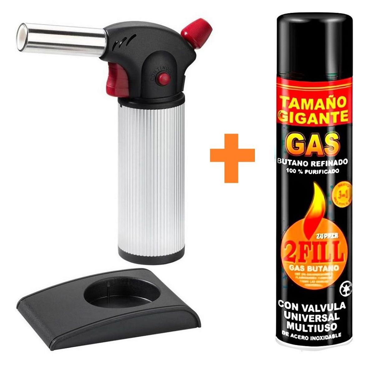 GENERICO - Soplete Flambeador con Base y Switch  de Flama Continua Mas Gas Butano