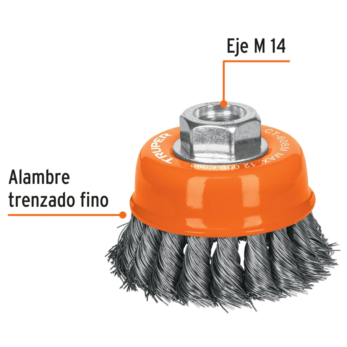 TRUPER - Cepillo metálico Carda tipo copa 3 pulgadas truper
