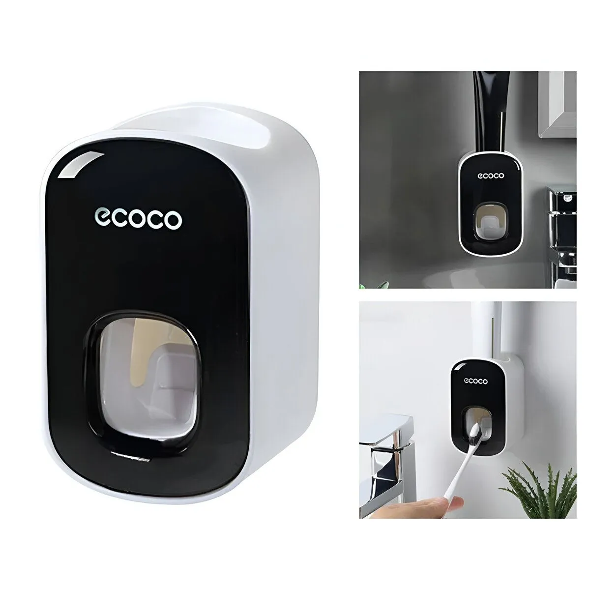 ELMEJORPRECIO - Dispensador De Pasta Dental A Presión Con Adhesivo Negro