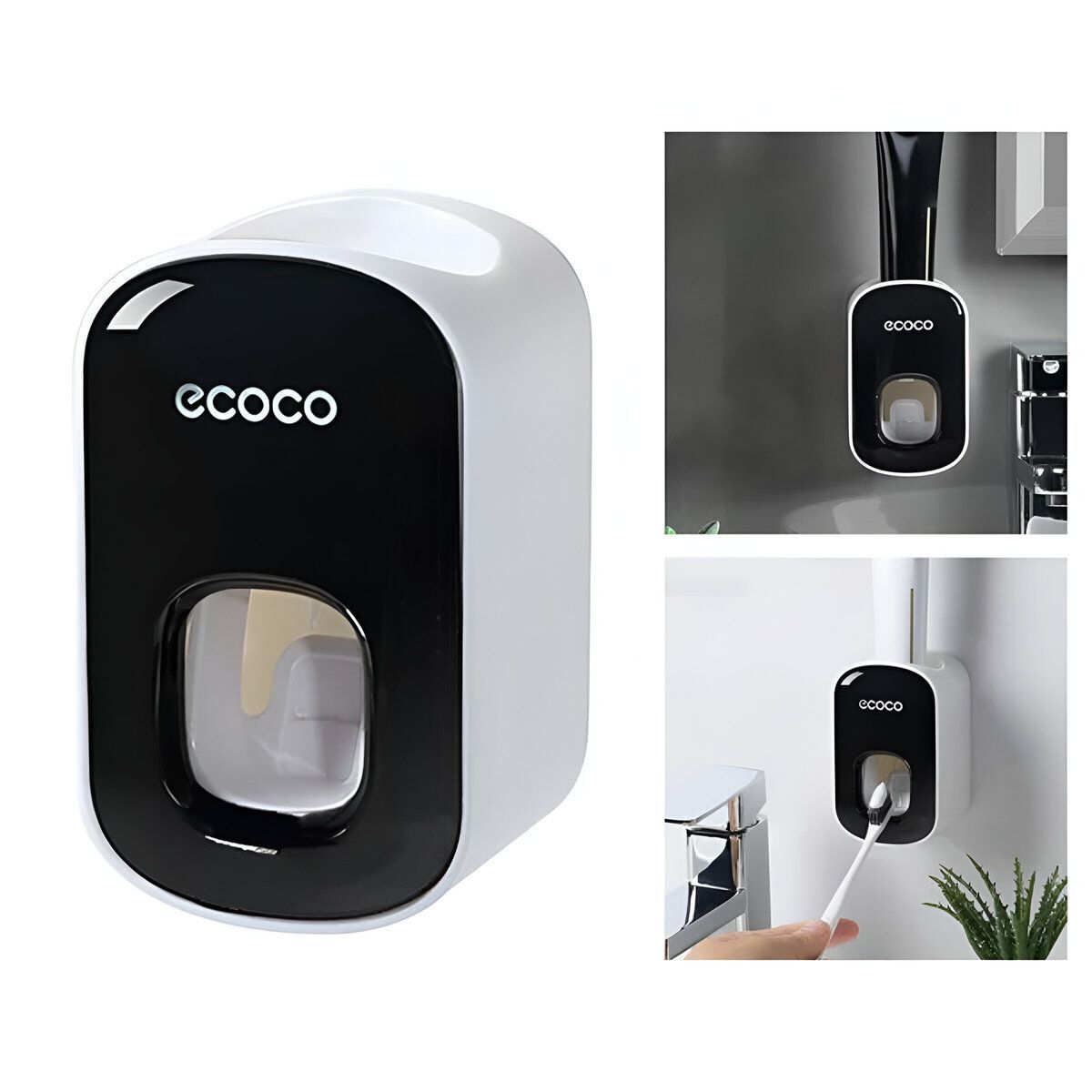 ELMEJORPRECIO - Dispensador De Pasta Dental A Presión Con Adhesivo Negro