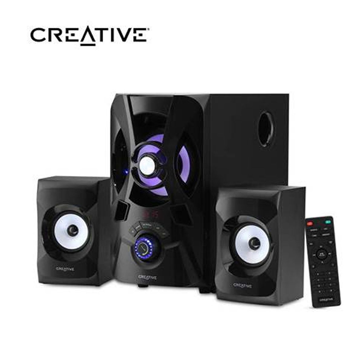 CREATIVE - Parlante Creative E2900 2.1 60w/120w Bt/ Fm/ Usb  220v Luz Led Negro