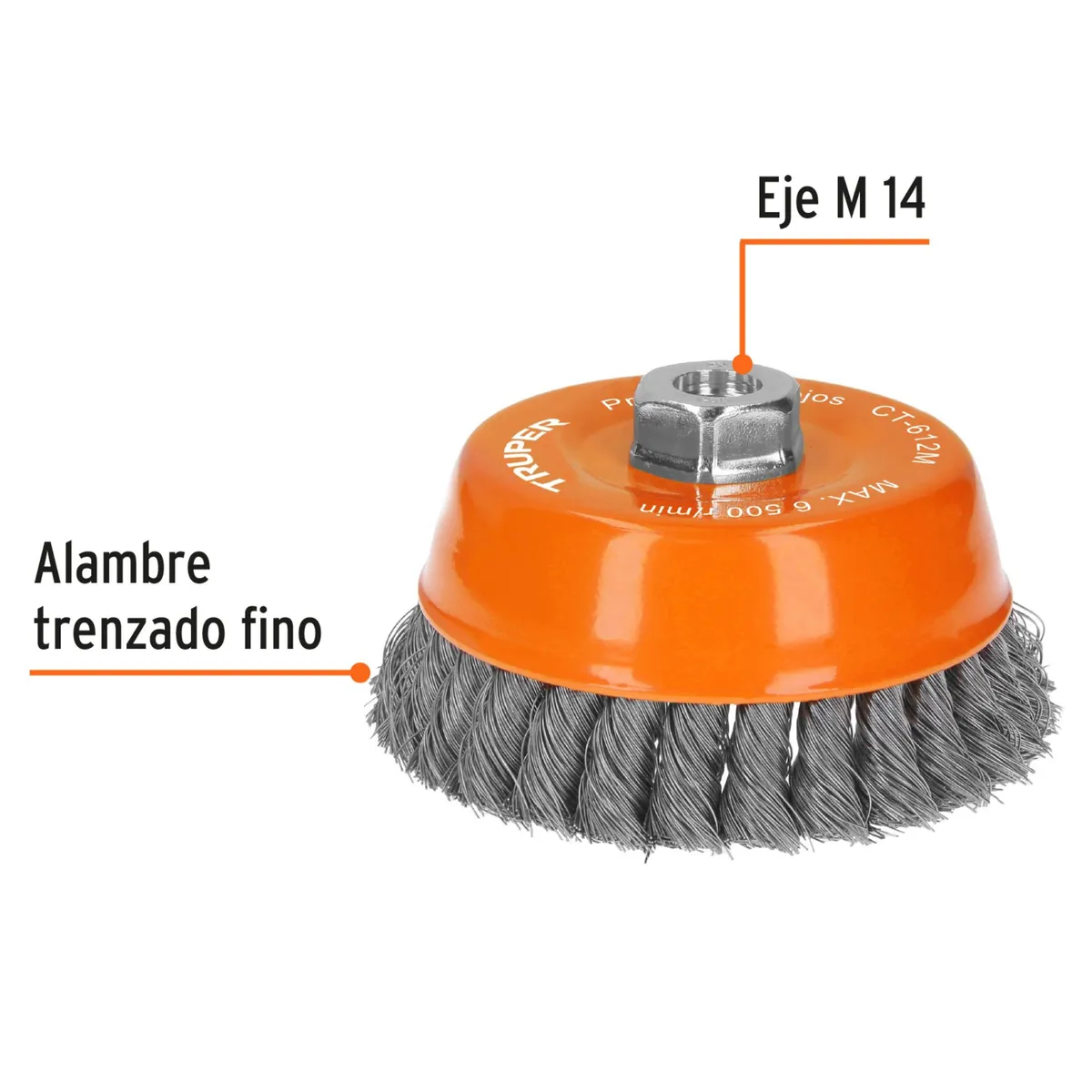 TRUPER - Cepillo metálico Carda tipo copa 5 pulgadas alambre  fino Truper