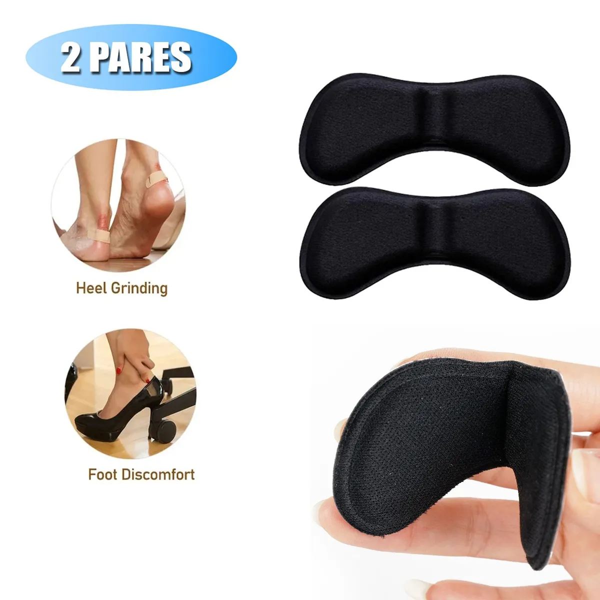 GENERICO - Almohadilla Protector De Talón Antiampolla para Zapatos, 2 PARES