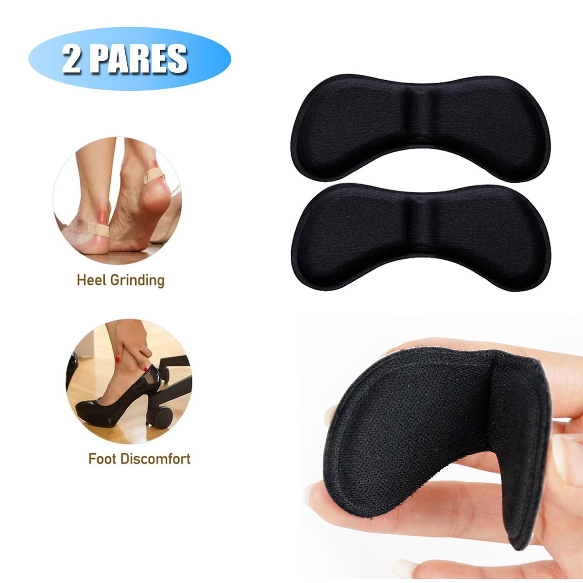 GENERICO - Almohadilla Protector De Talón Antiampolla para Zapatos, 2 PARES