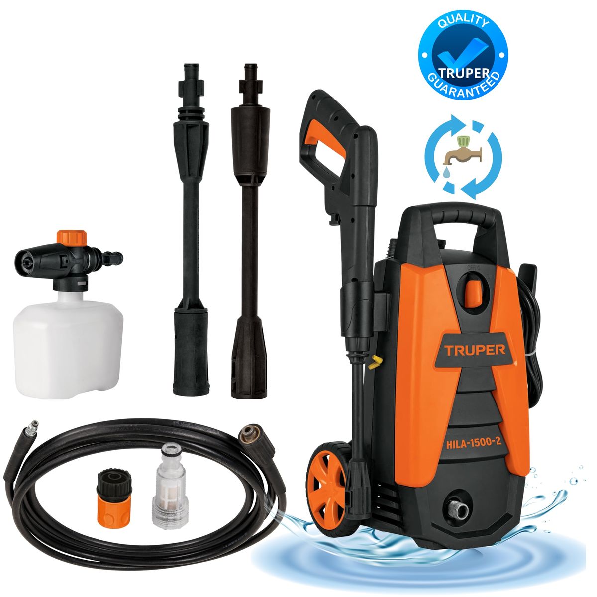TRUPER - MEGACOMBO HIDROLAVADORA 1500PSI MANGUERA ASPIRADORA CAJA CON RUEDA