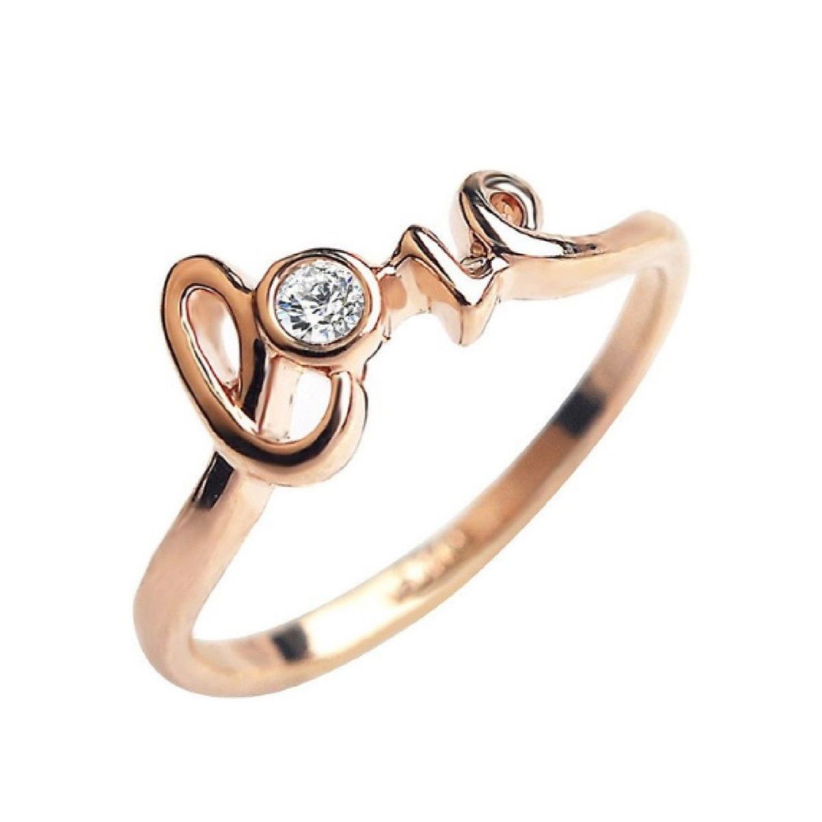 GENERICO - Anillo de Compromiso Love Bañado en Oro 18K Novia - Genieka
