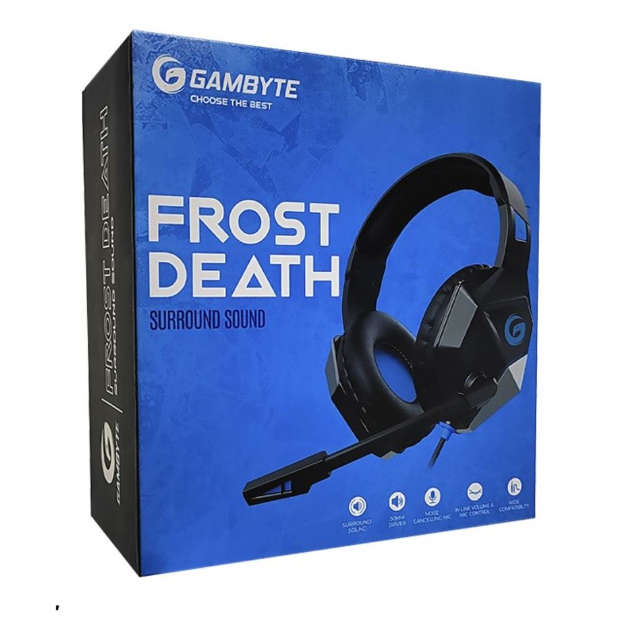GAMBYTE - AUDIFONO PARA JUEGOS 7.1 FROST DEATH AZUL USB LUZ LED RGB GAMBYTE