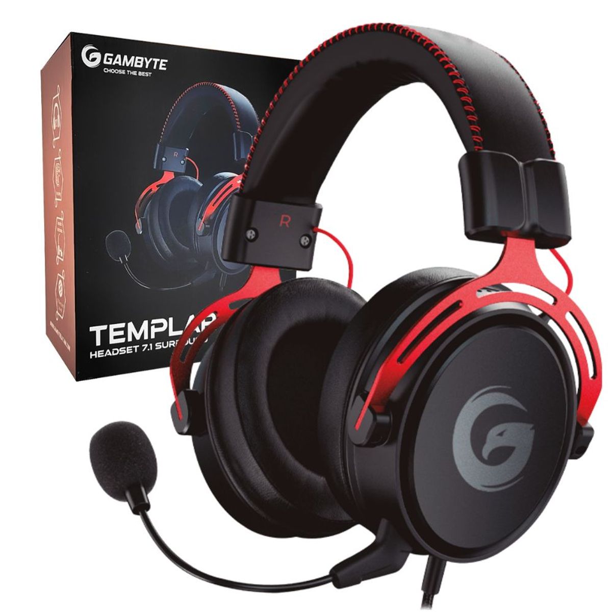GAMBYTE - AUDIFONO GAMBYTE PARA JUEGOS TEMPLAR 7.1 LUZ LED ENTRADA JACK BMBH43AR
