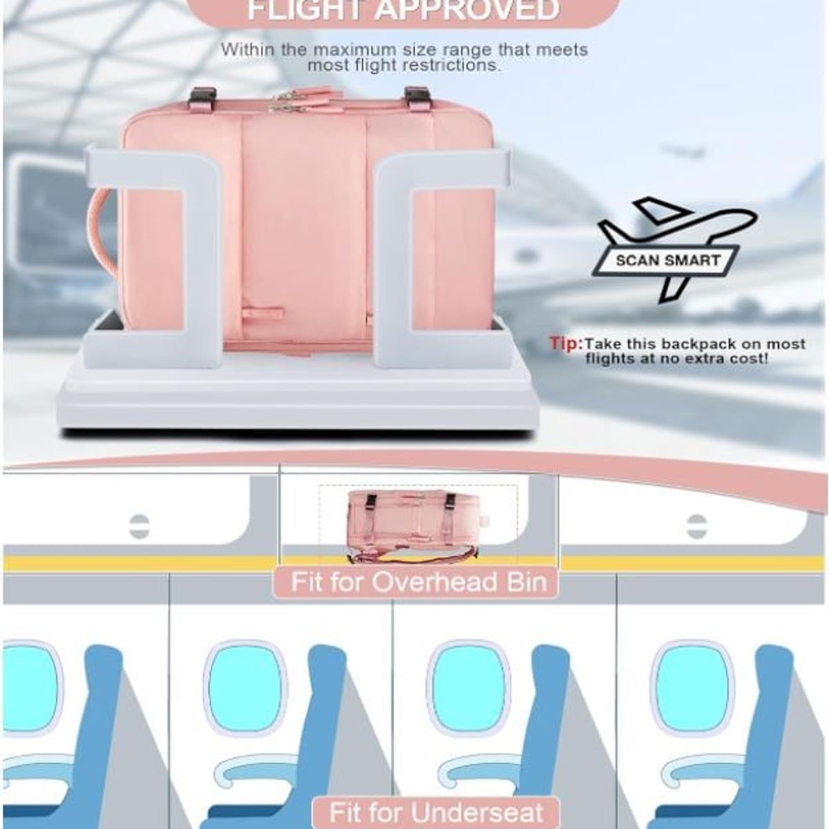 GENERICO - Mochila Viajera de Cabina Premium Rosado