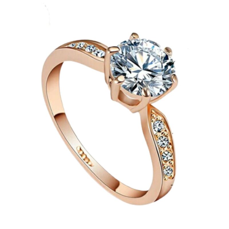 GENERICO - Anillo Compromiso Imperial Deluxe Bañado Oro 18K Aniversario - Genieka