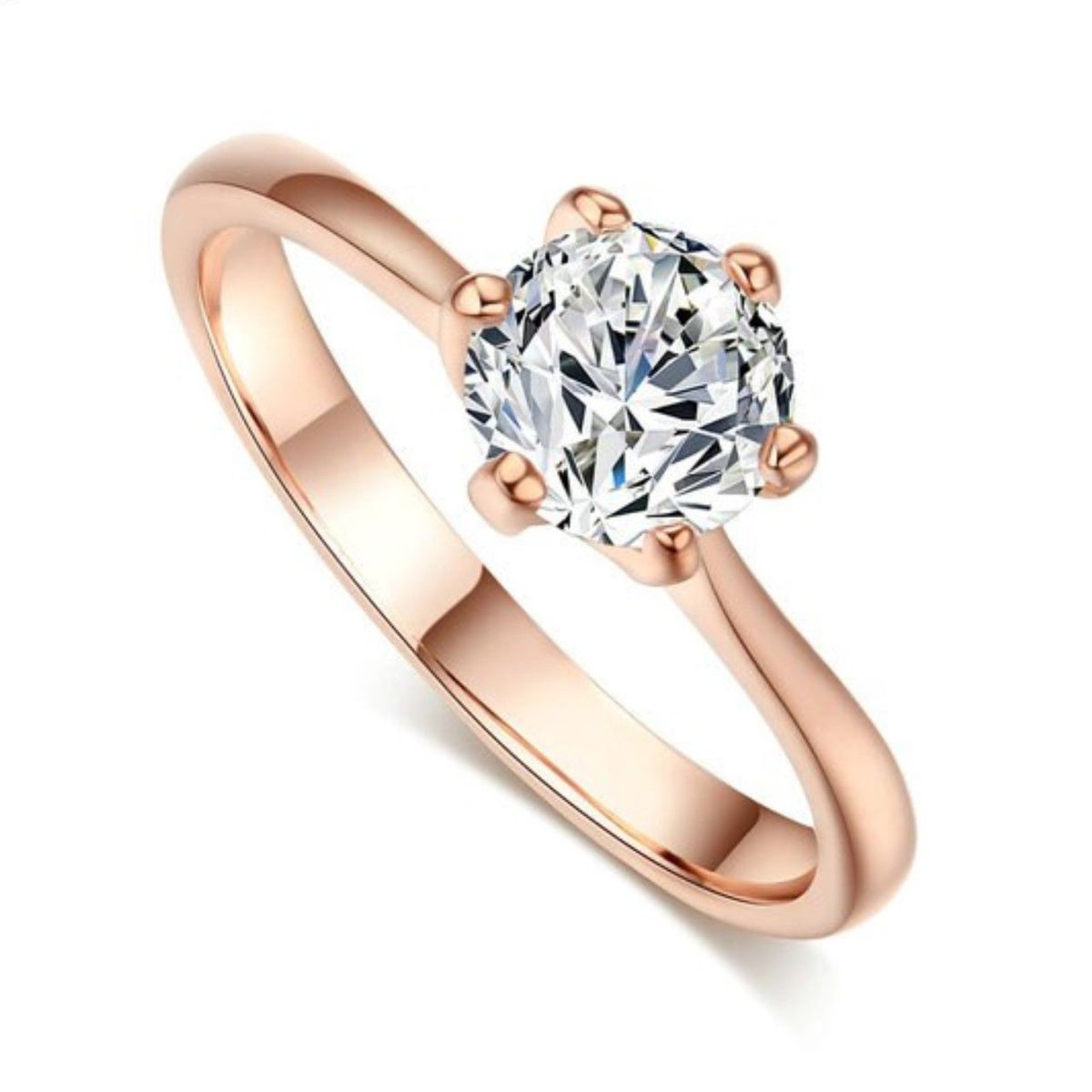 GENERICO - Anillo de Compromiso Solitario Gold Bañado en Oro 18K Novia - Genieka