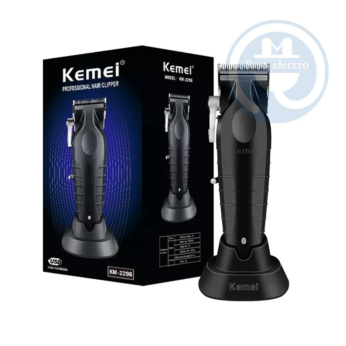 KEMEI - Cortadora Kemei Profesional KM-2296 Recargable Negro