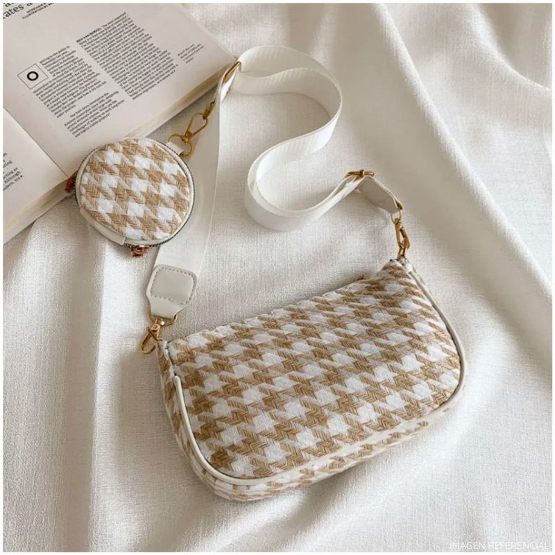 INSPIRA MARKET - Bolso cartera estampado a cuadros Vintage