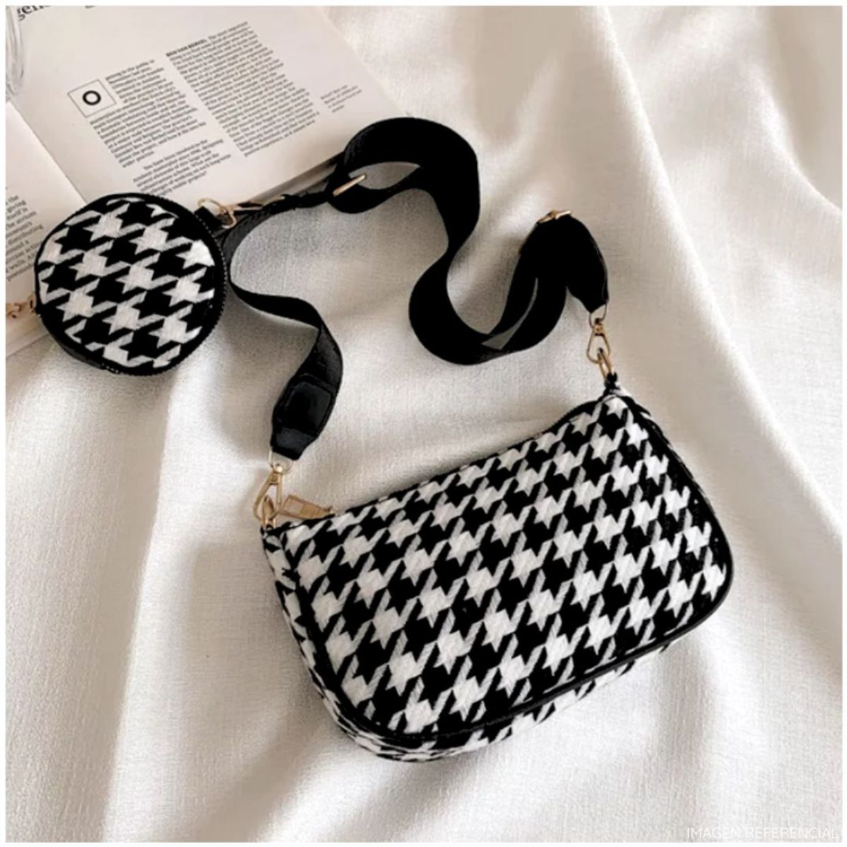 INSPIRA MARKET - Bolso cartera estampado a cuadros Vintage