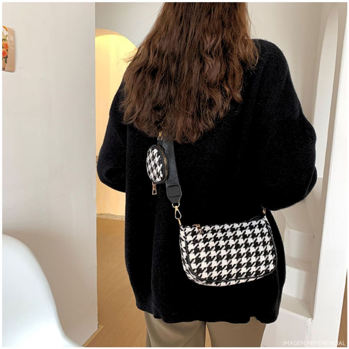 INSPIRA MARKET - Bolso cartera estampado a cuadros Vintage