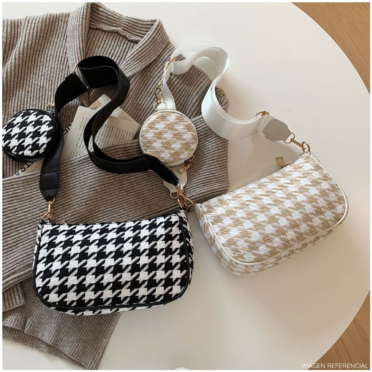 INSPIRA MARKET - Bolso cartera estampado a cuadros Vintage