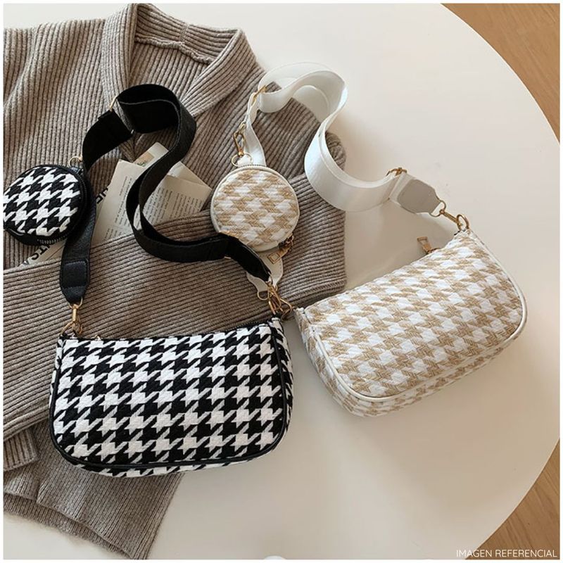 INSPIRA MARKET - Bolso cartera estampado a cuadros Vintage