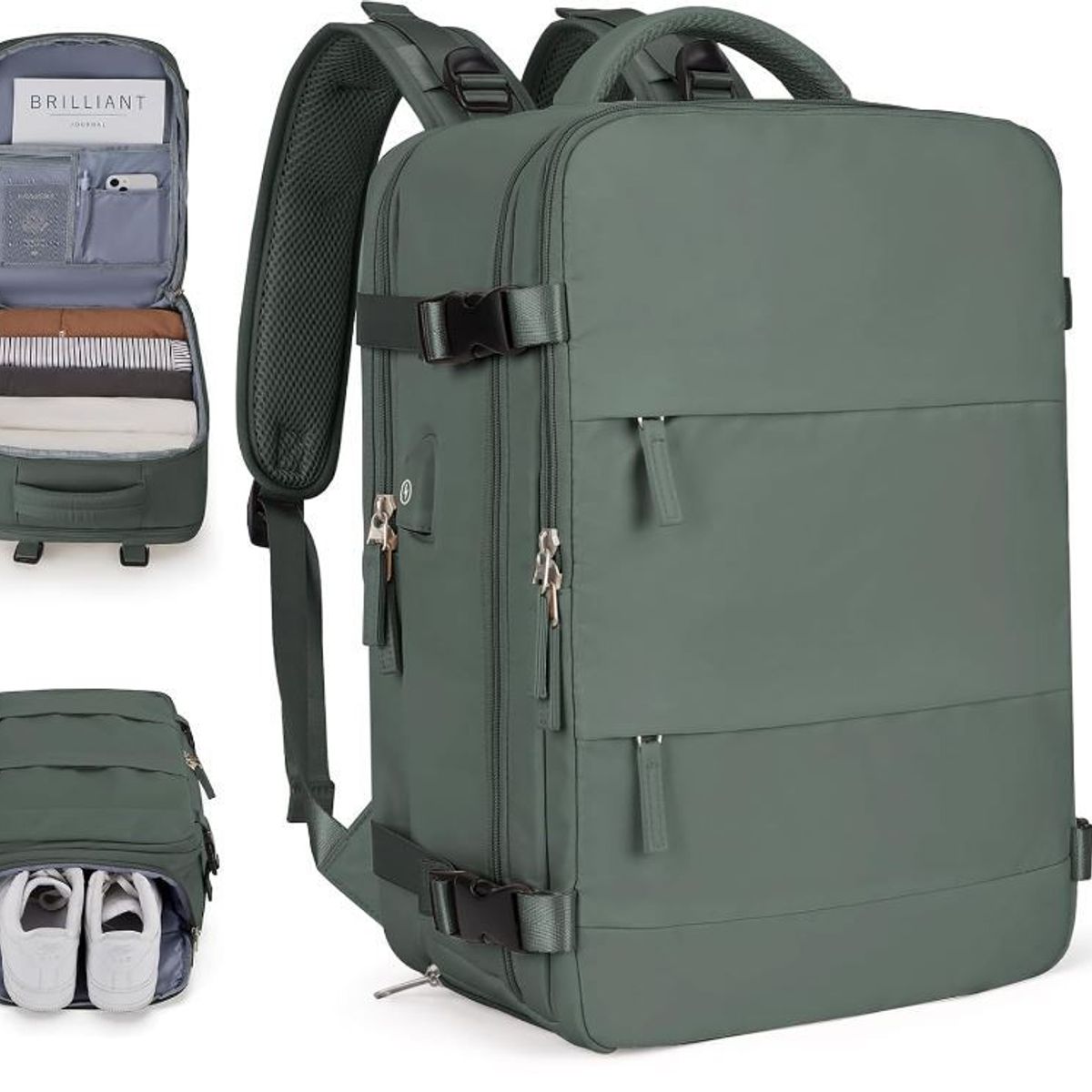 GENERICO - Mochila Viajera de Cabina Premium Verde Militar