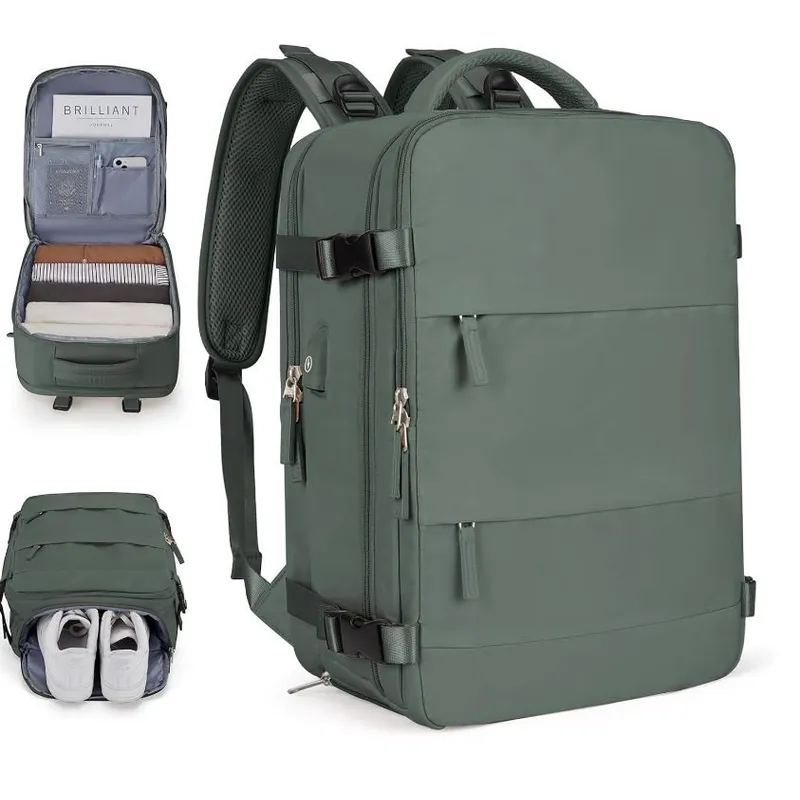 GENERICO - Mochila Viajera de Cabina Premium Verde Militar