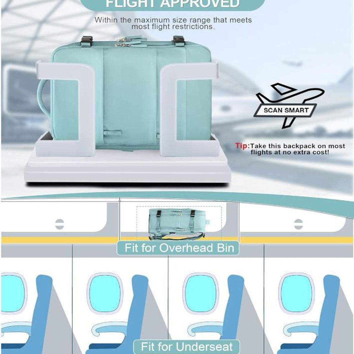 GENERICO - Mochila Viajera de Cabina Premium Verde Claro