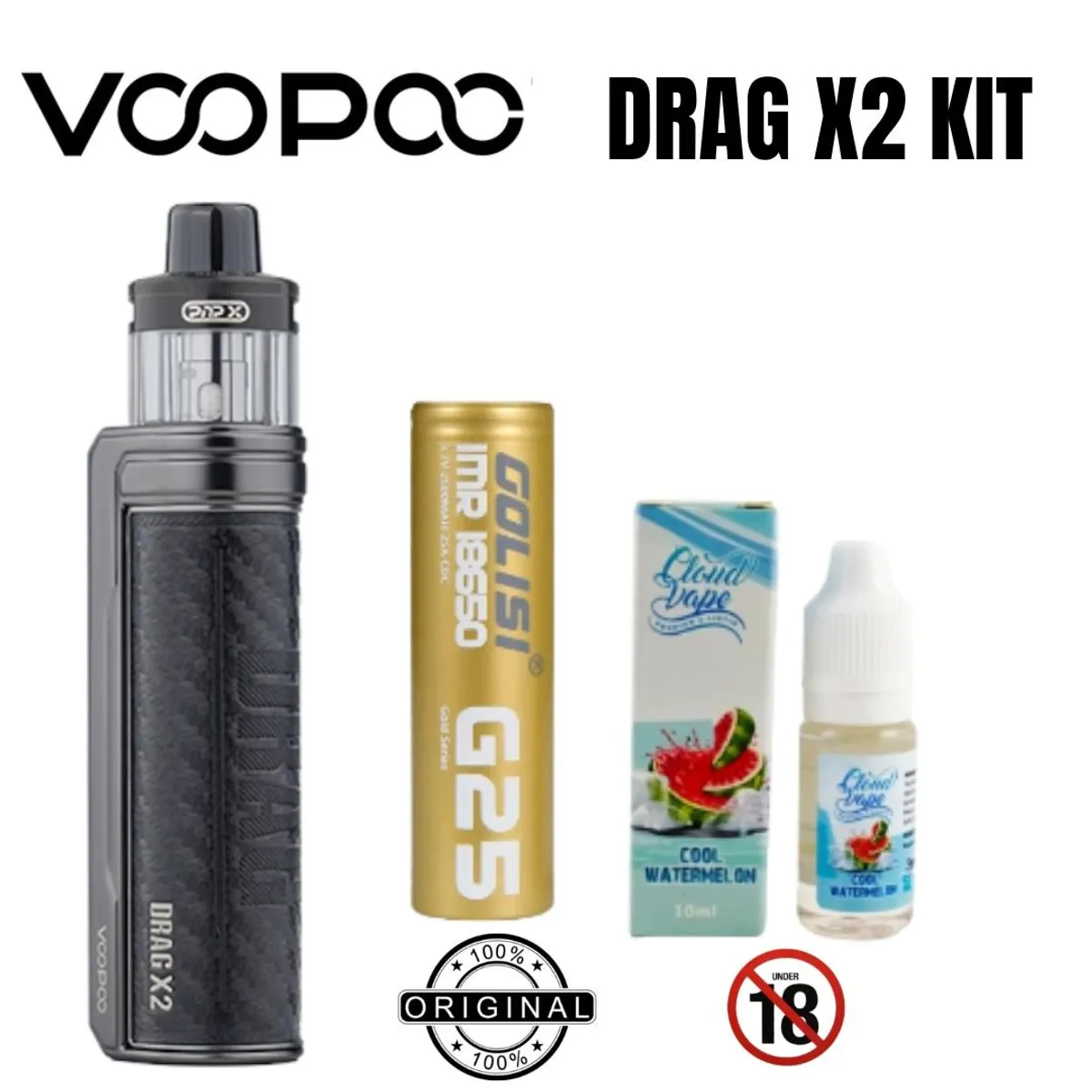 VOOPOO - VAPER VOOPOO DRAG X2 KIT MAS BATERIA 18650 MAS LIQUIDO