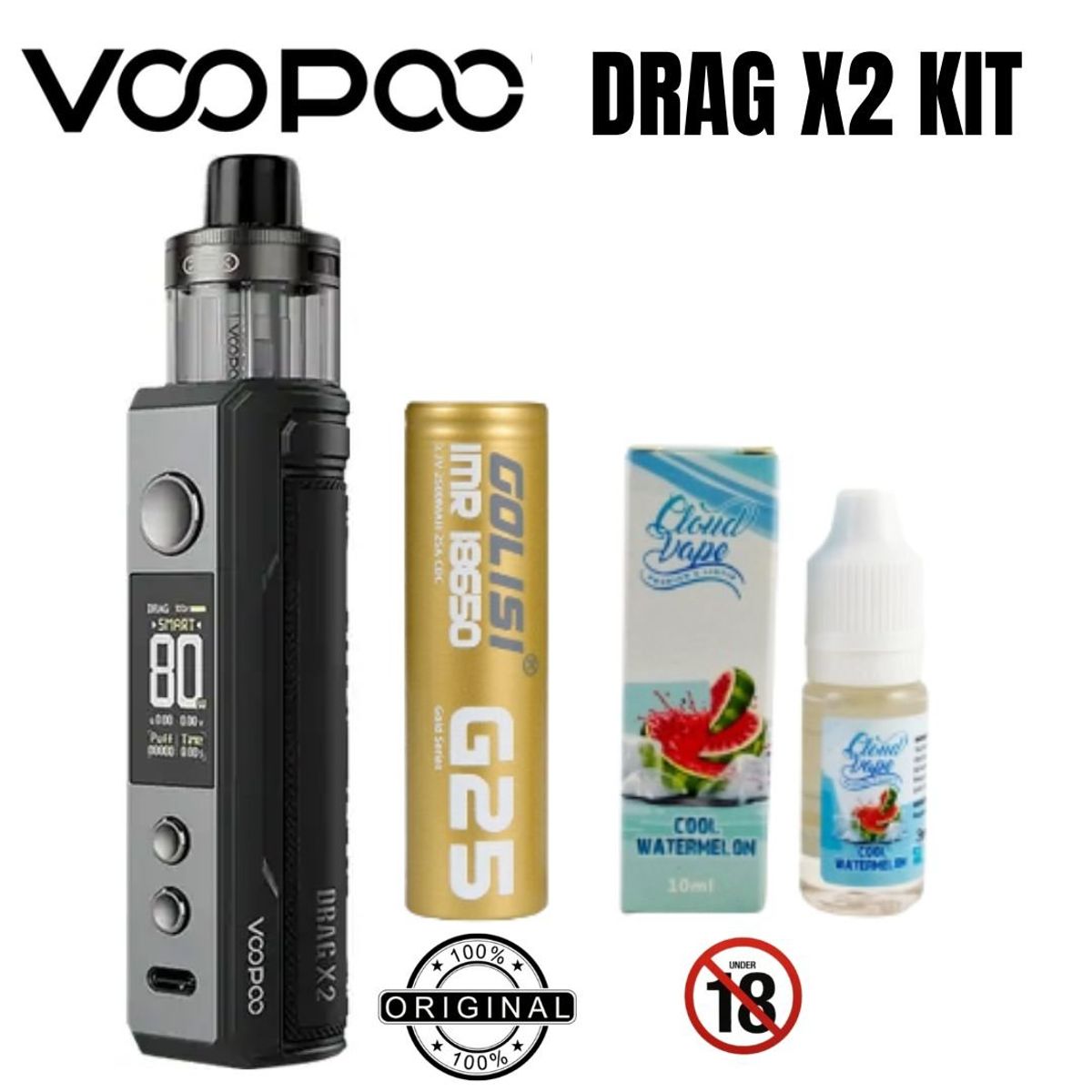 VOOPOO - VAPER VOOPOO DRAG X2 KIT MAS BATERIA 18650 MAS LIQUIDO