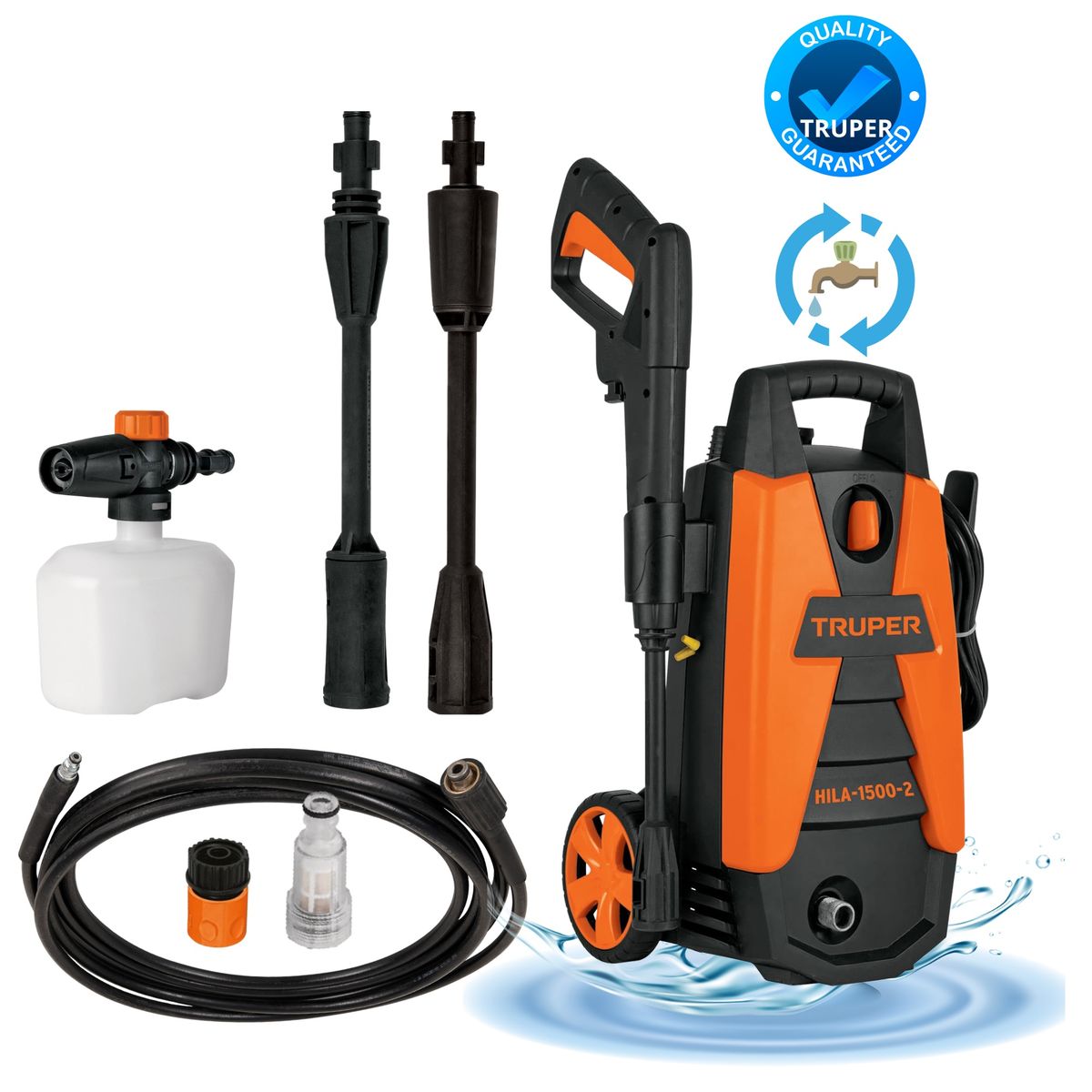 TRUPER - MEGACOMBO HIDROLAVADORA 1500PSI MANGUERA GATA HIDRAULICA  ASPIRADORA